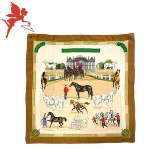 AUTHENTIC HERMES Vintage Les Haras Nationaux Equestrian Silk Scarf